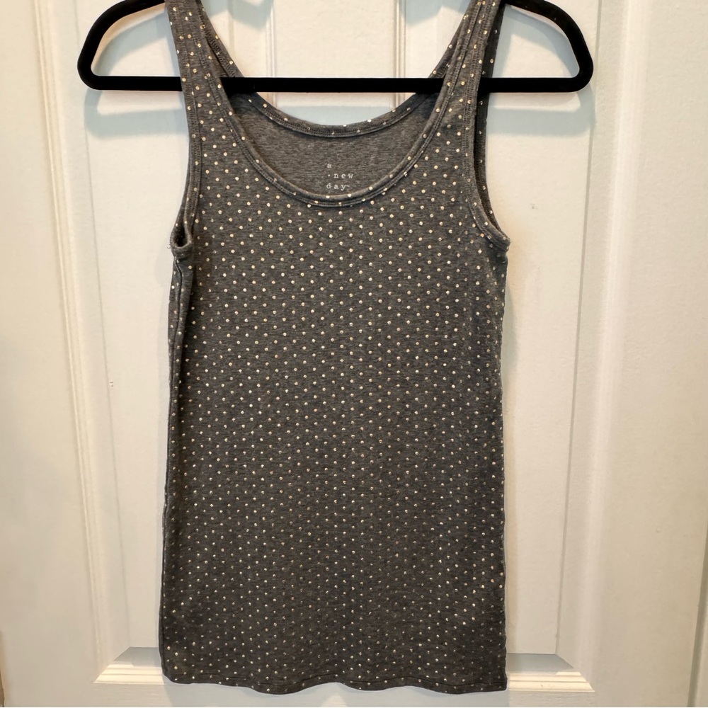 A New Day Charcoal Gray Gold Tank Top L